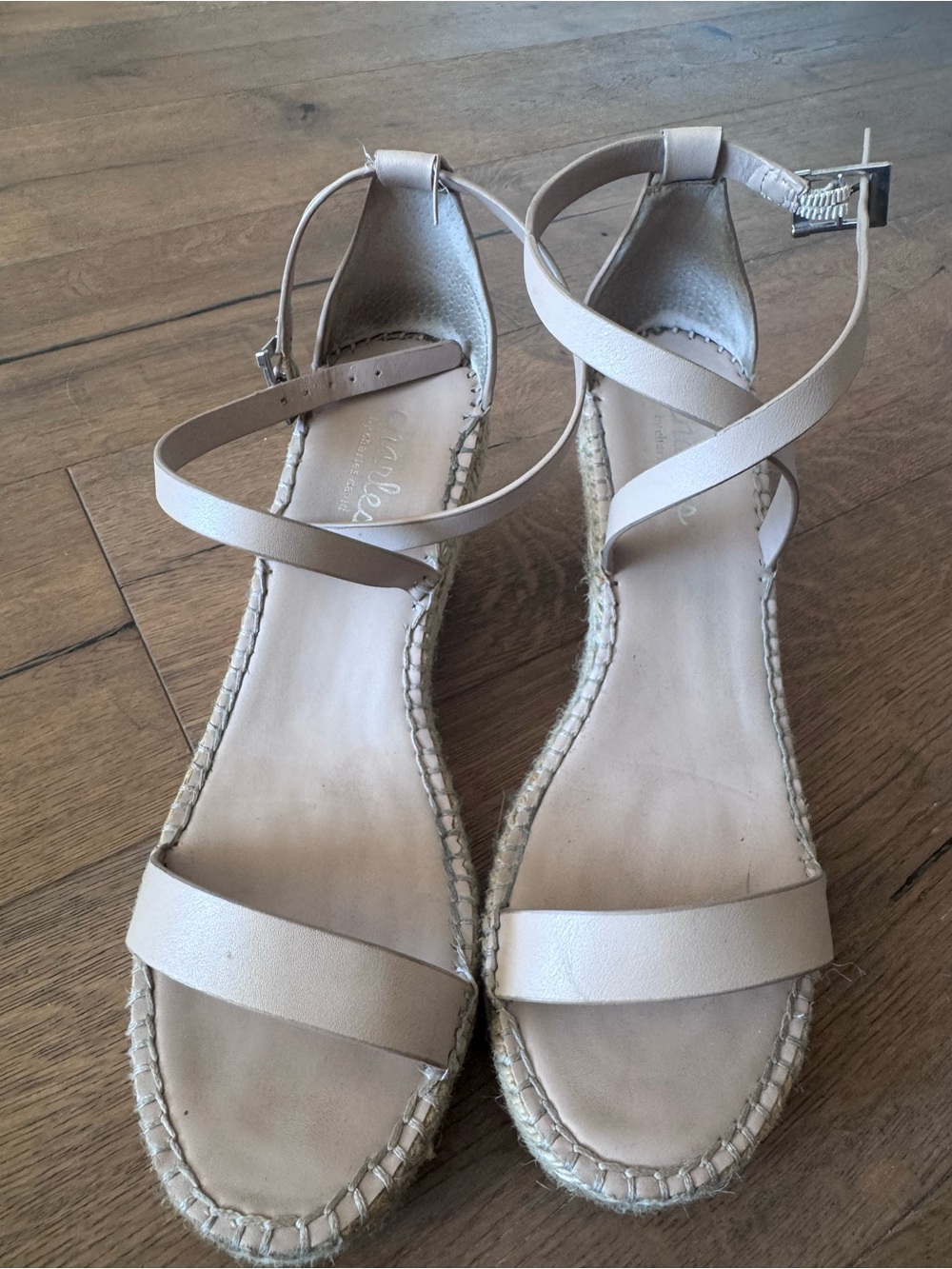 Charles By Charles David Light Taupe Crisscross Espadrille Sandals